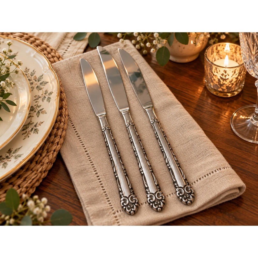 Vintage Ekco Eterna Mary Ellen Dinner Knives Set of 3 Stainless Japan 9"